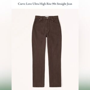 Abercrombie and Fitch Curve Love Ultra High Rise 90s Straight Jean Brown Size 25